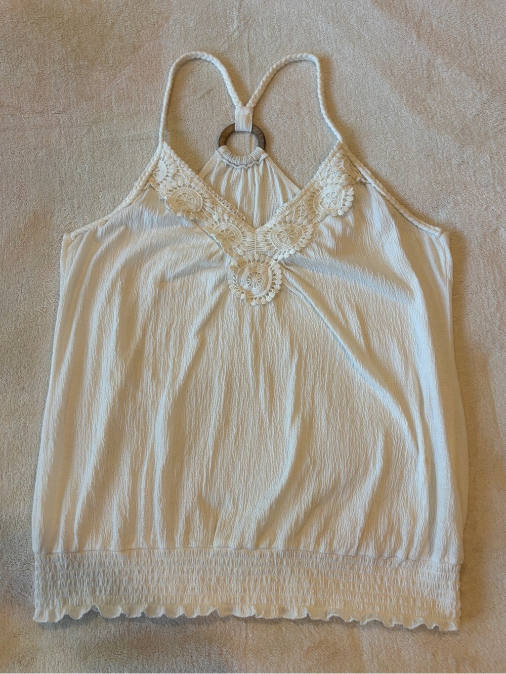 No Boundaries white lace tank top